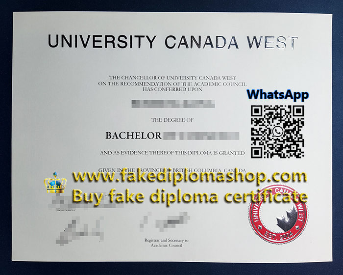 UCW diploma, University Canada West diploma of Bachelor